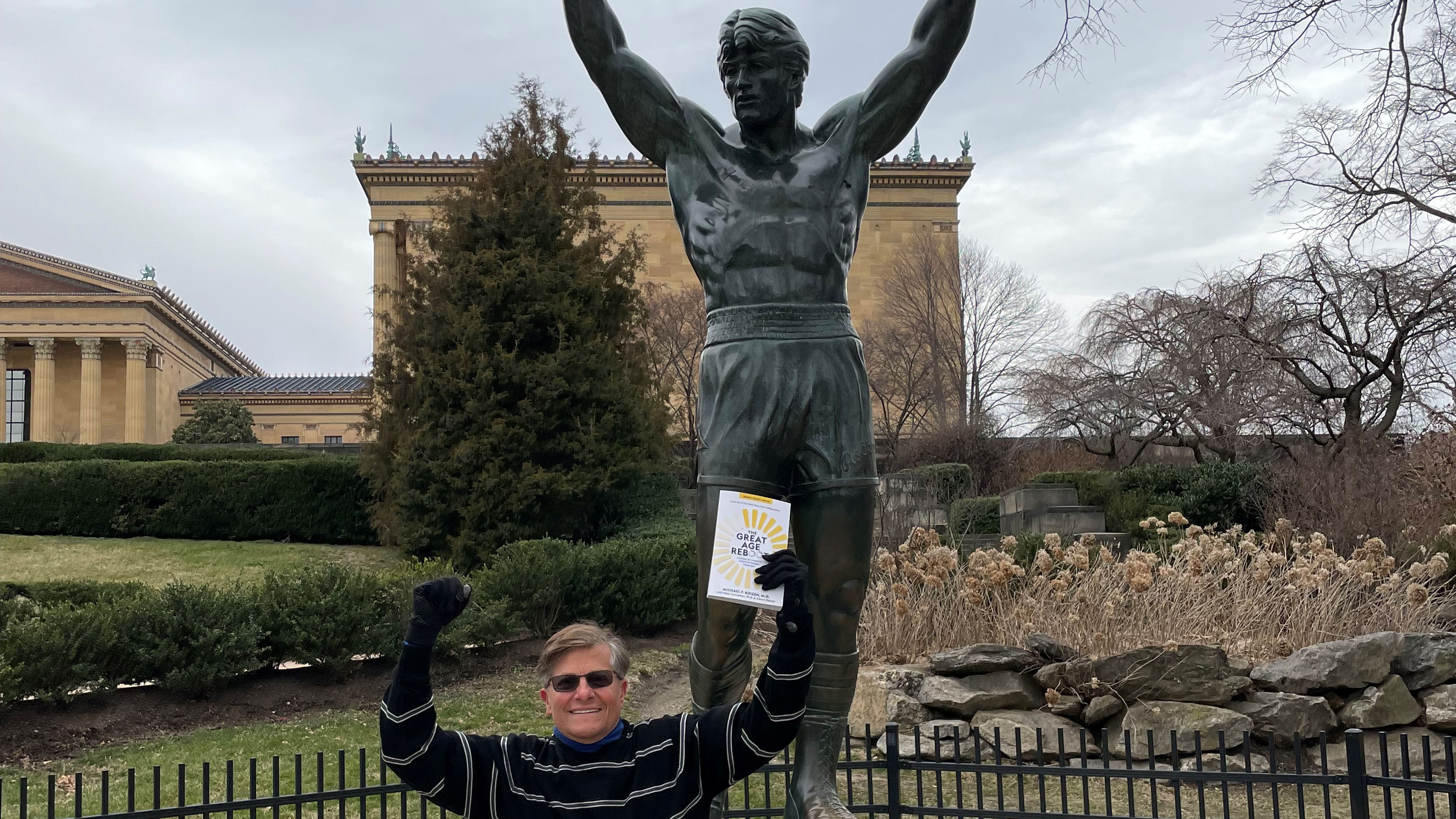 Dr. Roizen with Rocky Statue